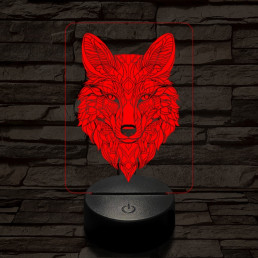 Misztikus róka 7 színű  3D led lámpa
