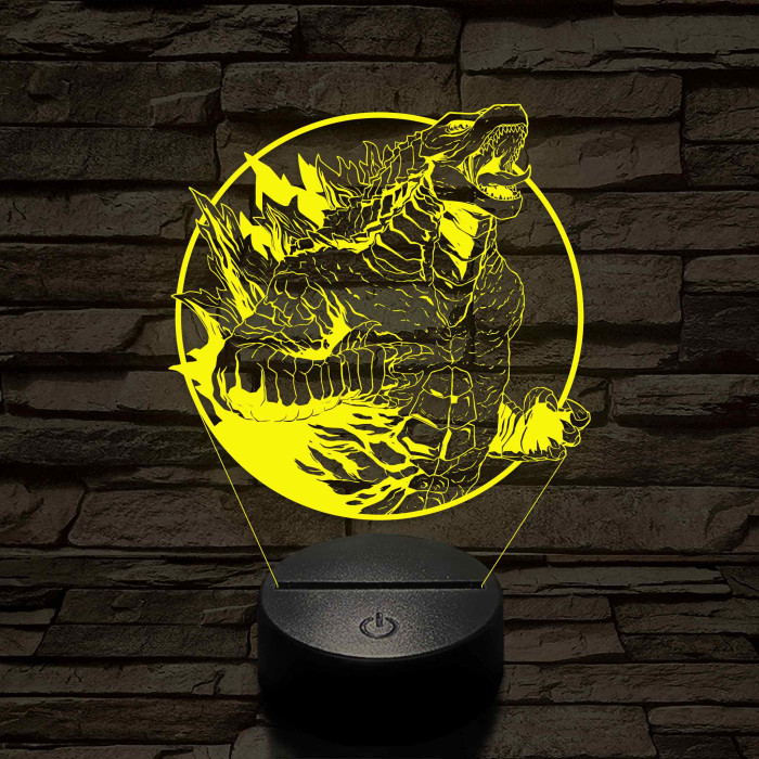 Üvöltő Godzilla 7 színű 3D led lámpa