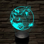 Üvöltő Godzilla 7 színű 3D led lámpa