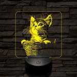 Kiscicus 7 színű, színváltós valósághű  3D led lámpa