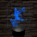 Kiscicus 7 színű, színváltós valósághű  3D led lámpa