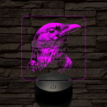 Holló portré 7 színű, színváltós valósághű 3D led lámpa