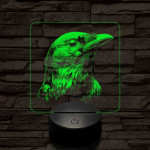 Holló portré 7 színű, színváltós valósághű 3D led lámpa