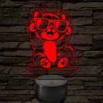 Cool Macska napszemüvegben – 7 színű, színváltós 3D LED lámpa