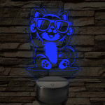 Cool Macska napszemüvegben – 7 színű, színváltós 3D LED lámpa