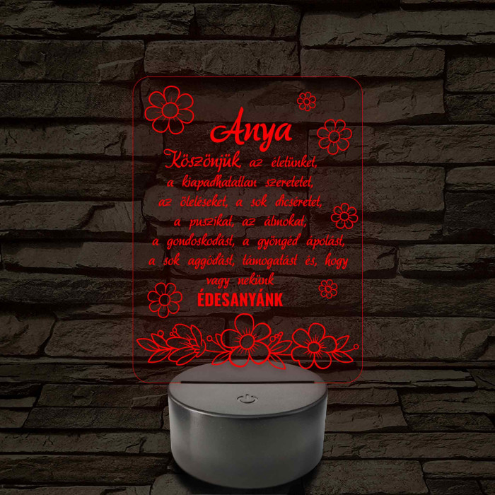 Anyák napjára virágzó szeretet TÖBBES SZÁMBAN! - 7 színű 3D LED lámpa
