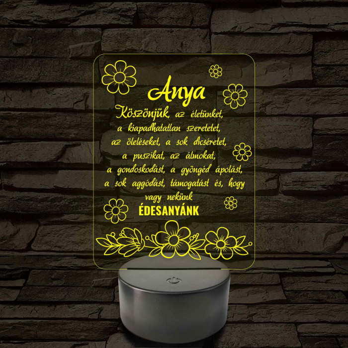 Anyák napjára virágzó szeretet TÖBBES SZÁMBAN! - 7 színű 3D LED lámpa