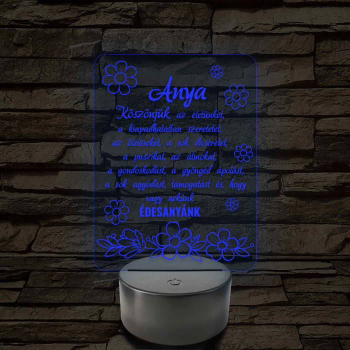 Anyák napjára virágzó szeretet TÖBBES SZÁMBAN! - 7 színű 3D LED lámpa