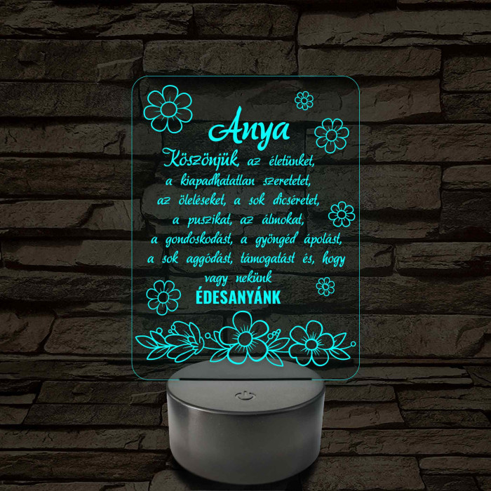 Anyák napjára virágzó szeretet TÖBBES SZÁMBAN! - 7 színű 3D LED lámpa
