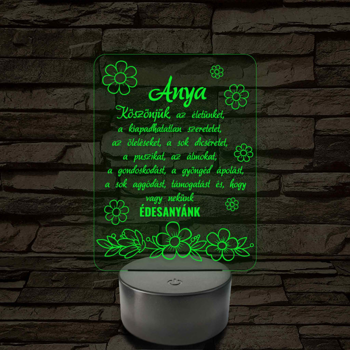 Anyák napjára virágzó szeretet TÖBBES SZÁMBAN! - 7 színű 3D LED lámpa