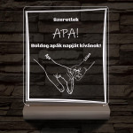 Apák napja személyre szabott fa talppal 7 színű 3D led lámpa