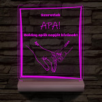 Apák napja személyre szabott fa talppal 7 színű 3D led lámpa