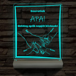 Apák napja személyre szabott fa talppal 7 színű 3D led lámpa