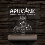 Apák napjára ökölpacsis személyre szabott fa talppal 7 színű 3D led lámpa