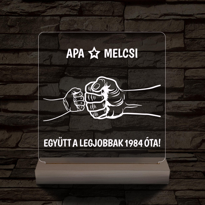 Gyerekek plusz apa együtt a legjobbak! személyre szabott fa talppal 7 színű 3D led lámpa