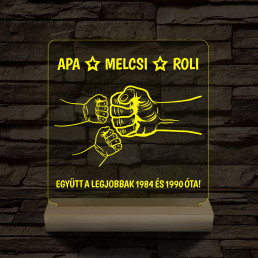 Gyerekek plusz apa együtt a legjobbak! személyre szabott fa talppal 7 színű 3D led lámpa