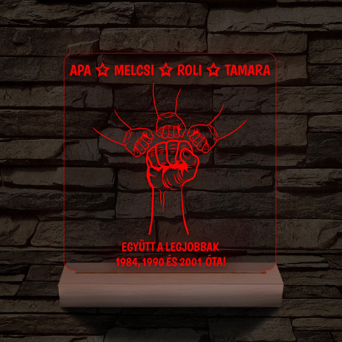 Gyerekek plusz apa együtt a legjobbak! személyre szabott fa talppal 7 színű 3D led lámpa