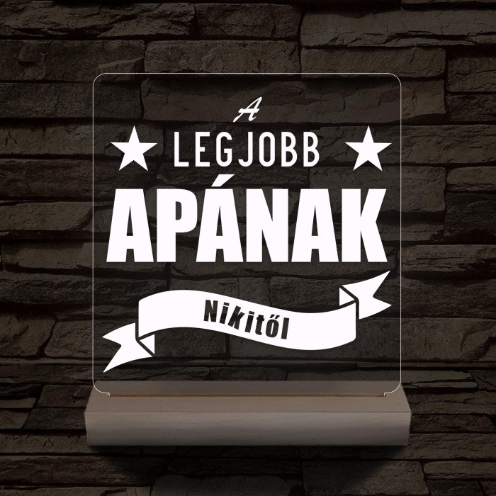 A legjobb Apának személyre szabott fa talppal 7 színű 3D led lámpa