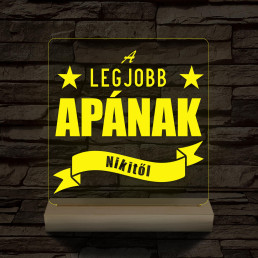 A legjobb Apának személyre szabott fa talppal 7 színű 3D led lámpa