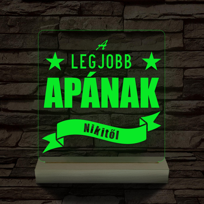 A legjobb Apának személyre szabott fa talppal 7 színű 3D led lámpa
