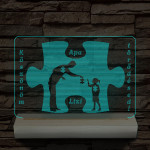 Apák napja puzzle személyre szabott fa talppal 7 színű 3D led lámpa