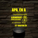 Apák napi humoros feliratú 7 színű 3D led lámpa