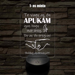 Apák napi humoros feliratú ökölpacsis MINTAVÁLASZTÓS 7 színű 3D led lámpa