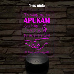 Apák napi humoros feliratú ökölpacsis MINTAVÁLASZTÓS 7 színű 3D led lámpa
