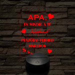 Apák napi humoros feliratú kisfiad szív 7 színű 3D led lámpa