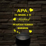 Apák napi humoros feliratú kisfiad szív 7 színű 3D led lámpa