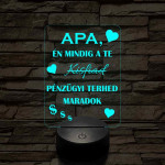 Apák napi humoros feliratú kisfiad szív 7 színű 3D led lámpa