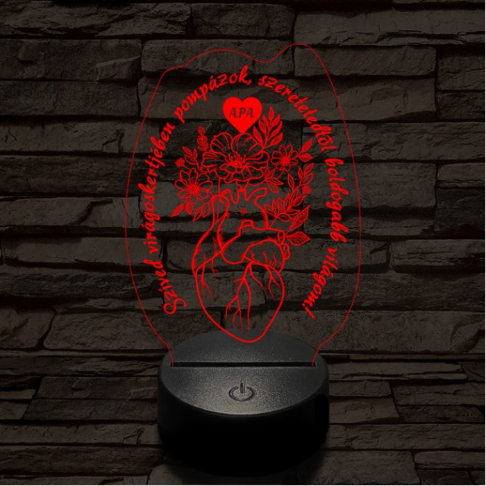Apai szív kertje 7 színű 3D led lámpa