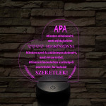 Szív Alakú 3D LED Lámpa – Megható Üzenettel Apáknak 7 színű 3D led lámpa
