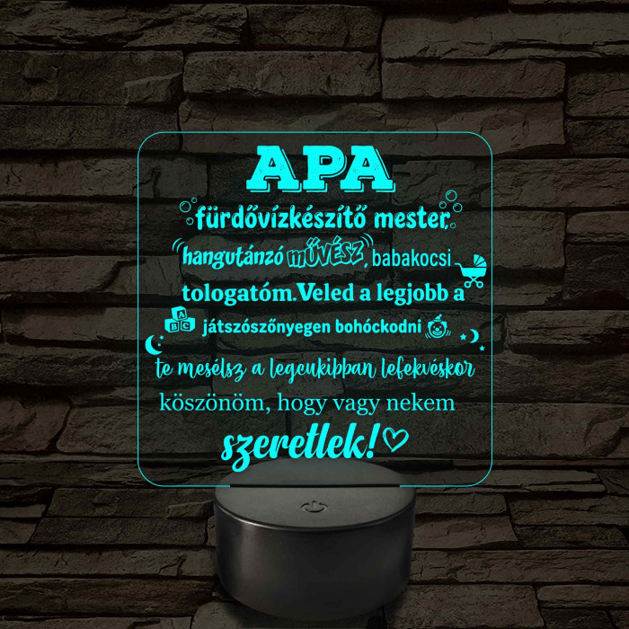 Apa a fürdővízkészítő mester – 7 színű, színváltós LED lámpa