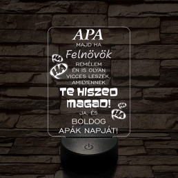 Apák napi humoros feliratú vicces 7 színű 3D led lámpa
