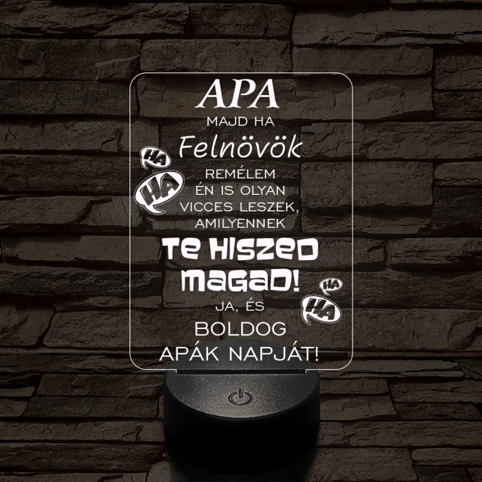 Apák napi humoros feliratú vicces 7 színű 3D led lámpa