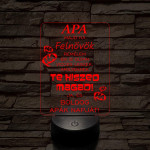 Apák napi humoros feliratú vicces 7 színű 3D led lámpa