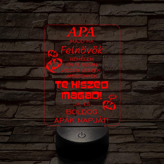 Apák napi humoros feliratú vicces 7 színű 3D led lámpa