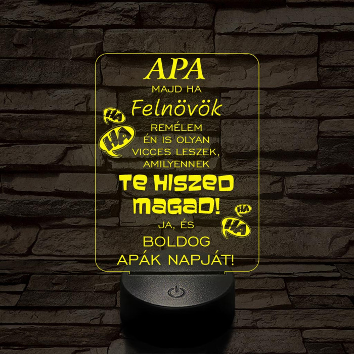 Apák napi humoros feliratú vicces 7 színű 3D led lámpa