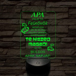 Apák napi humoros feliratú vicces 7 színű 3D led lámpa