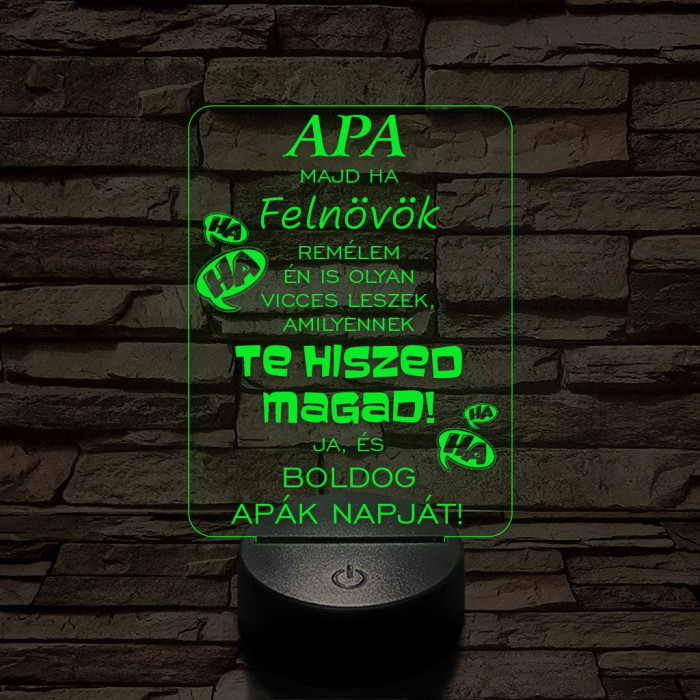 Apák napi humoros feliratú vicces 7 színű 3D led lámpa