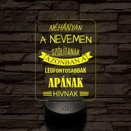 Apák napi kedves feliratú 7 színű 3D led lámpa