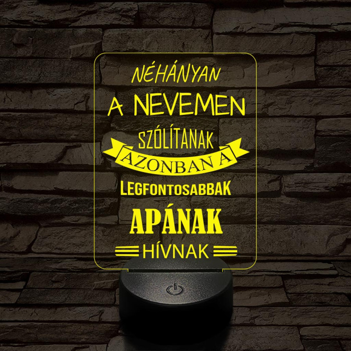 Apák napi kedves feliratú 7 színű 3D led lámpa