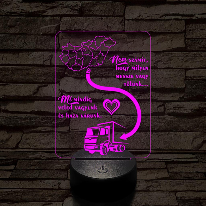 Apák napi érzelmes szövegű 7 színű 3D led lámpa