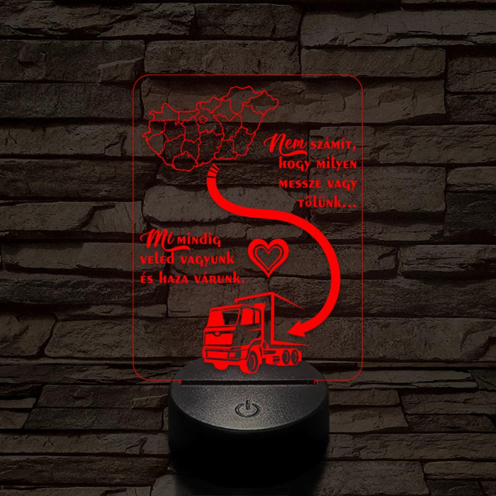 Apák napi érzelmes szövegű 7 színű 3D led lámpa