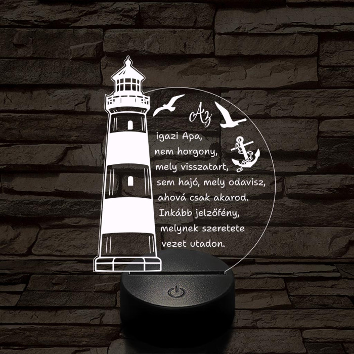 Apák napi világítótorony 7 színű színváltós 3D led lámpa