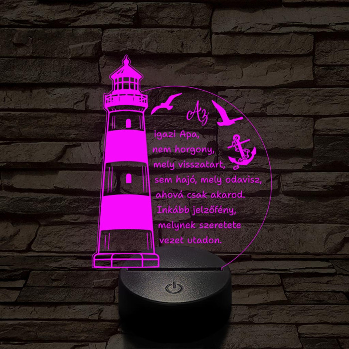 Apák napi világítótorony 7 színű színváltós 3D led lámpa