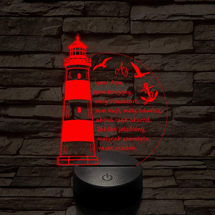 Apák napi világítótorony 7 színű színváltós 3D led lámpa