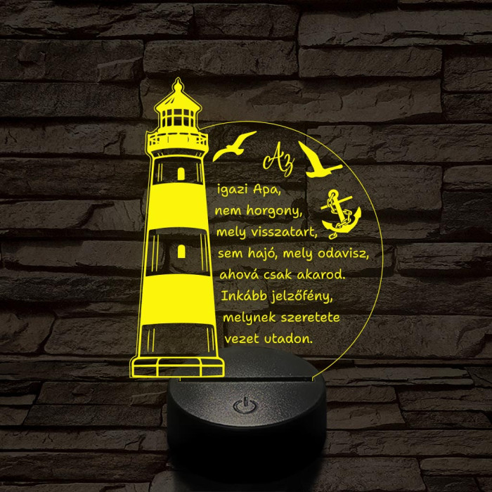 Apák napi világítótorony 7 színű színváltós 3D led lámpa