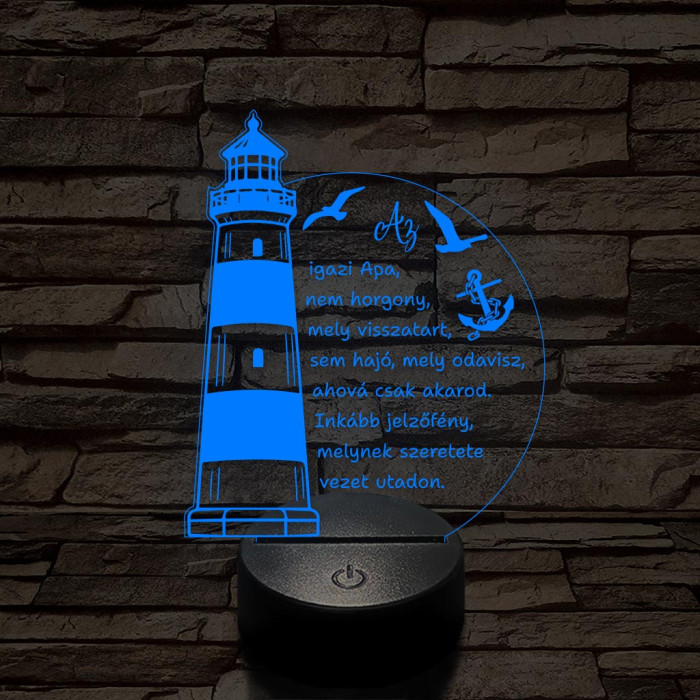Apák napi világítótorony 7 színű színváltós 3D led lámpa